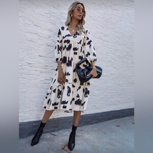 SHEIN | Abstract Print Tiered Midi Dress | Size Small